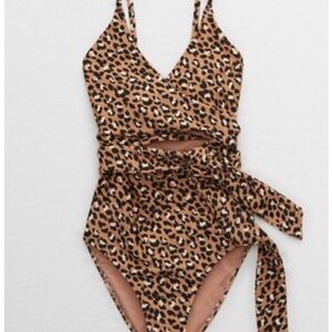 Aerie Raw Sienna Wrap One-Piece Swimsuit